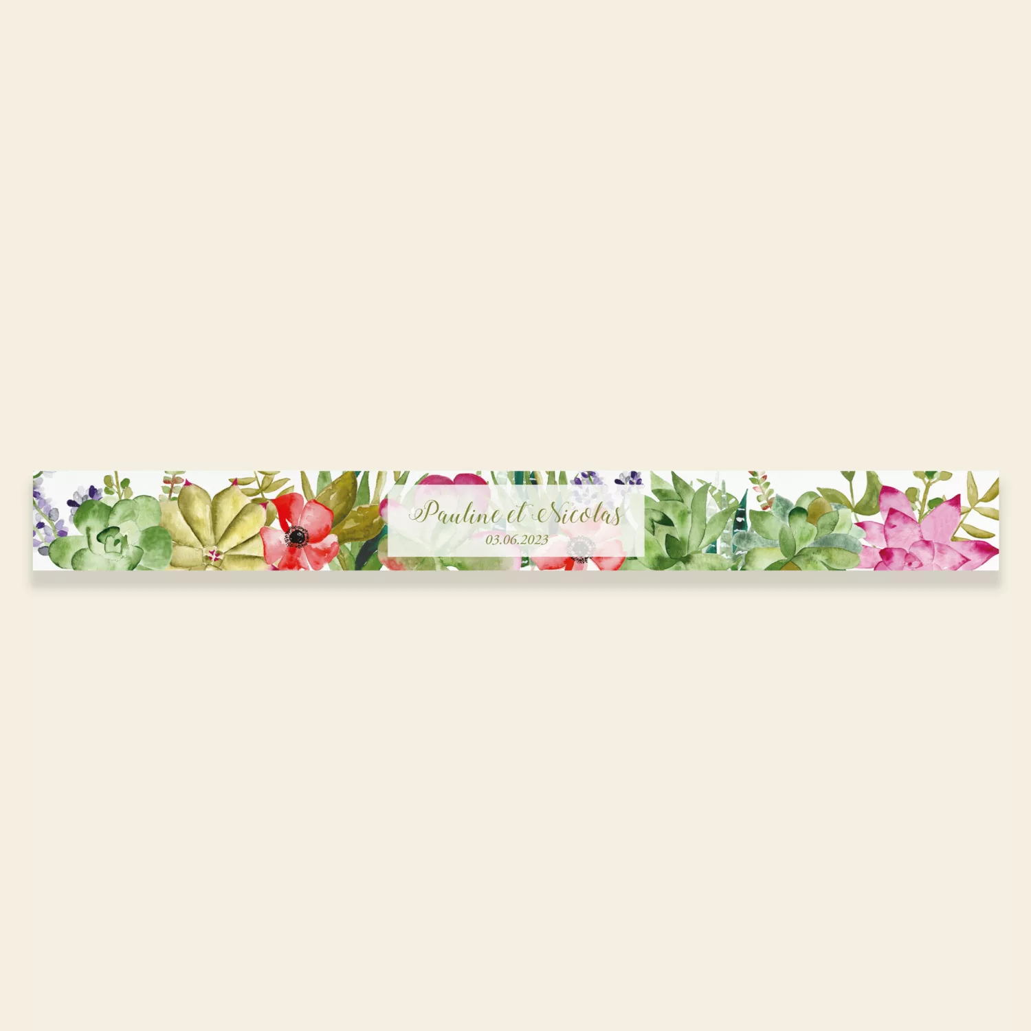 Belly-band pour faire-part de mariage Succulentes - Maison Célestine