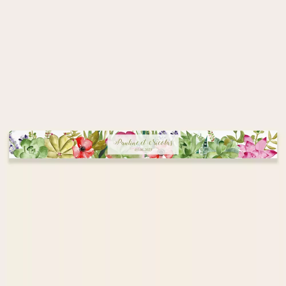 Belly-band pour faire-part de mariage Succulentes - Maison Célestine