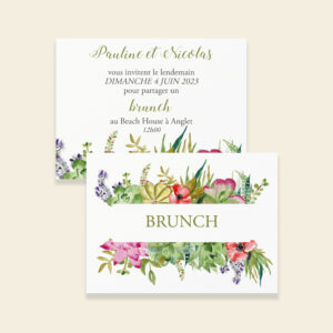 Carton invitation brunch de mariage Succulentes - Maison Célestine