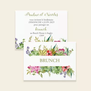 Carton invitation brunch de mariage Succulentes - Maison Célestine