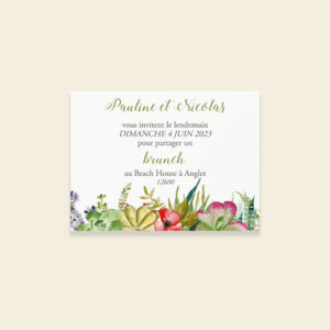 Carton invitation brunch de mariage Succulentes - Maison Célestine