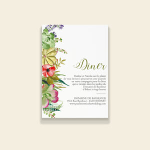 Carton invitation dîner de mariage Succulentes - Maison Célestine