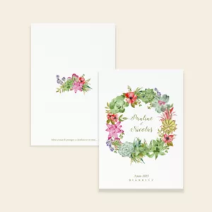 Couverture livret de cérémonie de mariage Succulentes - Maison Célestine