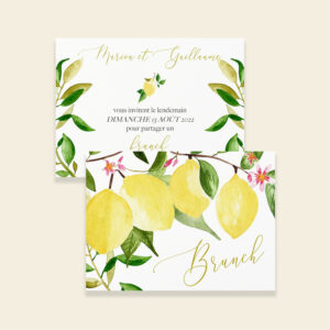 Carton invitation brunch mariage citrons - Un Amour de Citron - Maison Célestine