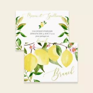 Carton invitation brunch mariage citrons - Un Amour de Citron - Maison Célestine