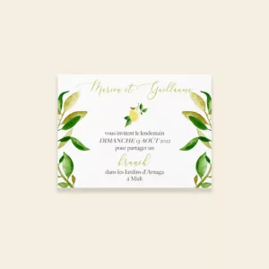 Carton invitation brunch mariage citrons - Un Amour de Citron - Maison Célestine
