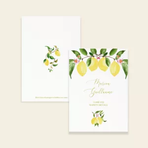 Couverture livret de cérémonie de mariage citrons - Un Amour de Citron - Maison Célestine
