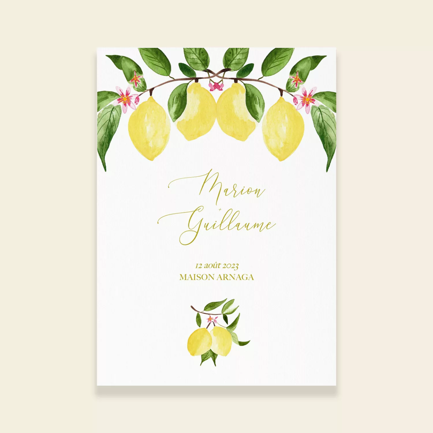 Couverture livret de cérémonie de mariage citrons - Un Amour de Citron - Maison Célestine