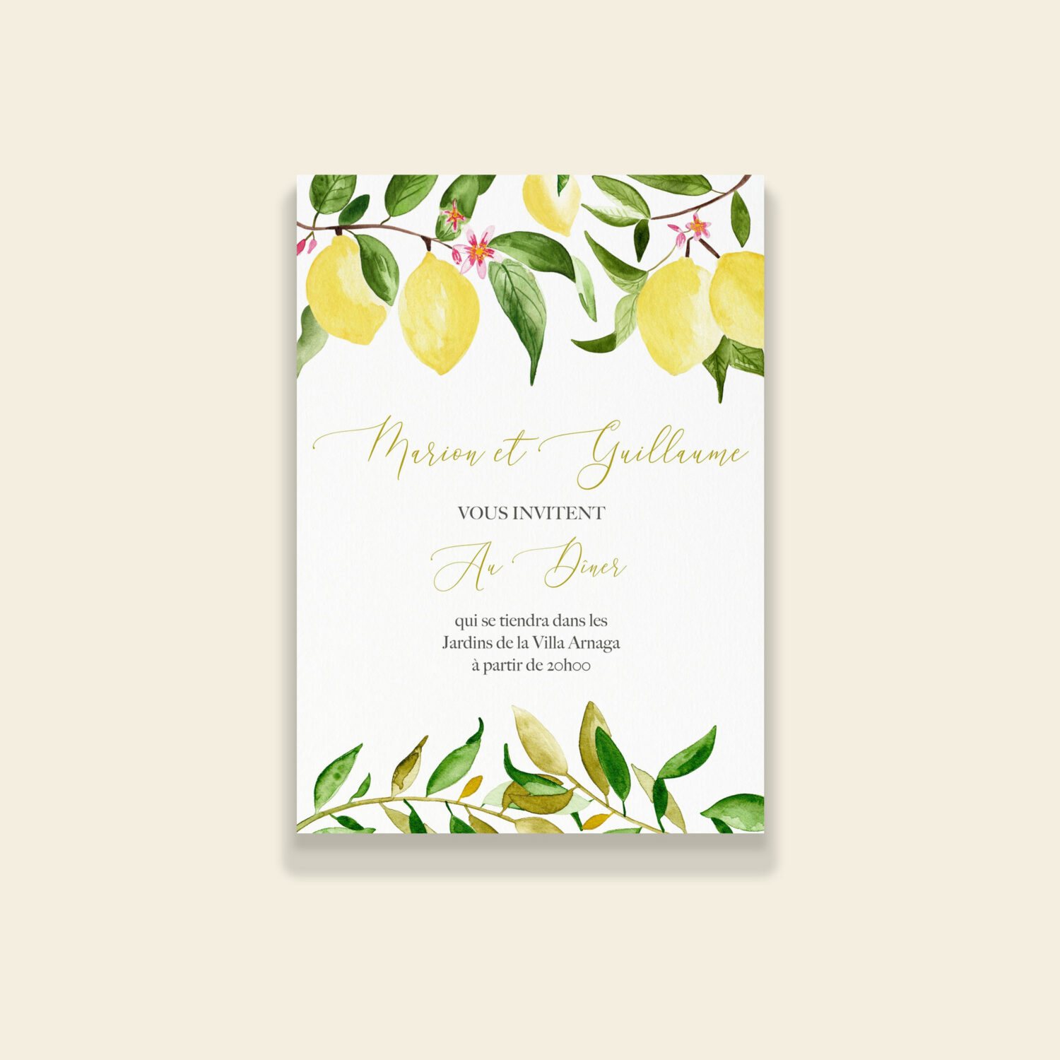 Carton invitation dîner mariage citrons - Un Amour de Citron - Maison Célestine