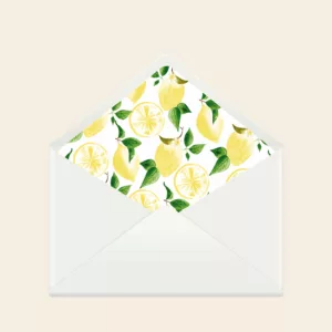 Doublure enveloppe mariage citrons - Un Amour de Citron - Maison Célestine