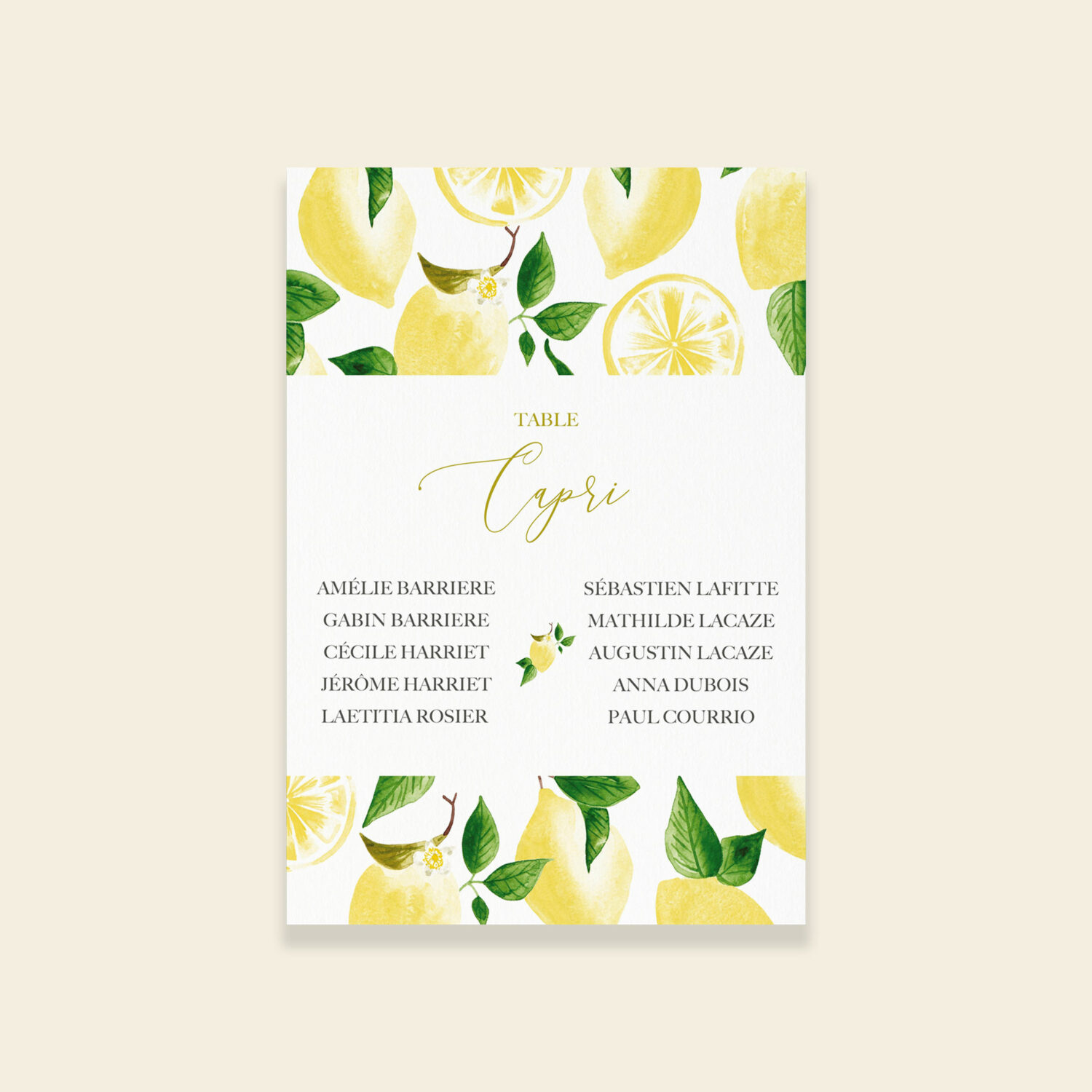 Plan de table de mariage citrons - Un Amour de Citron - Maison Célestine