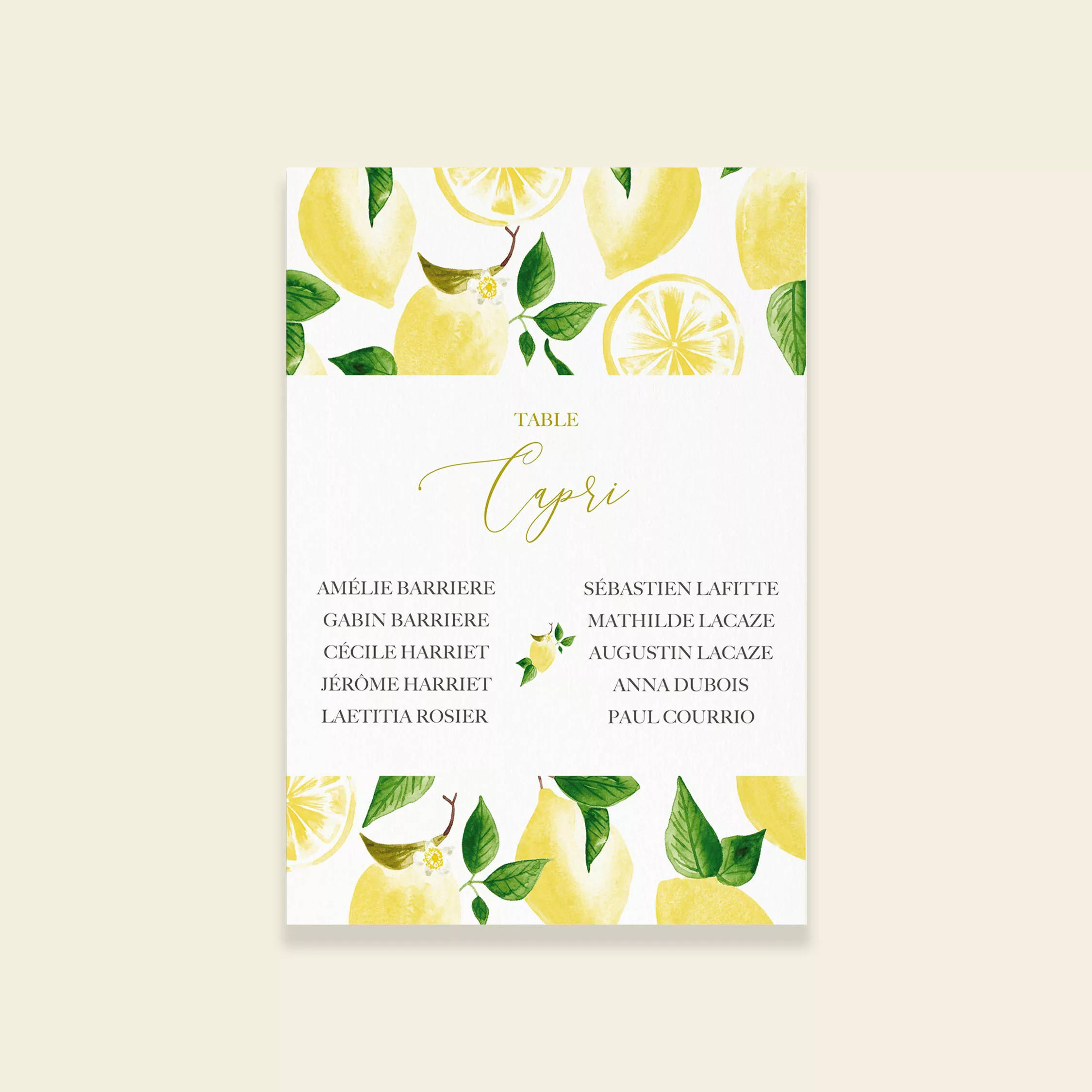 Plan de table de mariage citrons - Un Amour de Citron - Maison Célestine