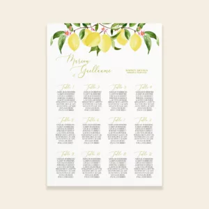 Plan de table de mariage citrons - Un Amour de Citron - Maison Célestine