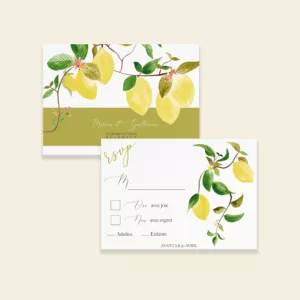 Carton réponse RSVP mariage citrons - Un Amour de Citron - Maison Célestine