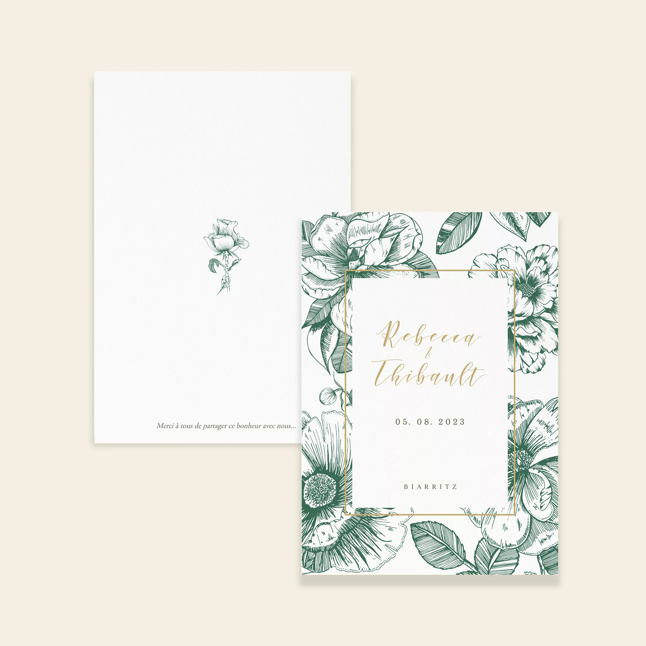 Couverture livret de cérémonie de mariage botanique - Vintage Bloom - Maison Célestine