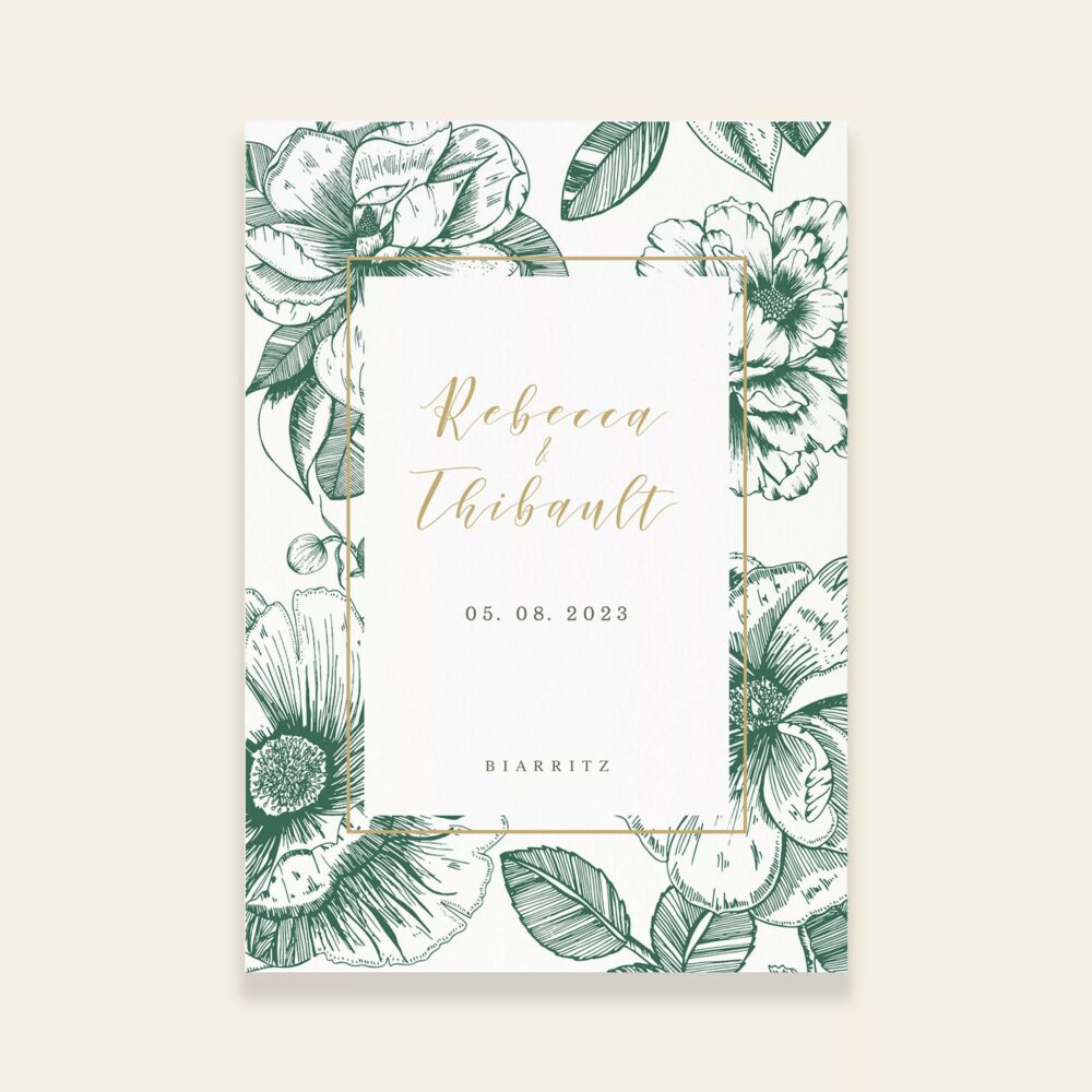 Couverture livret de cérémonie de mariage botanique - Vintage Bloom - Maison Célestine