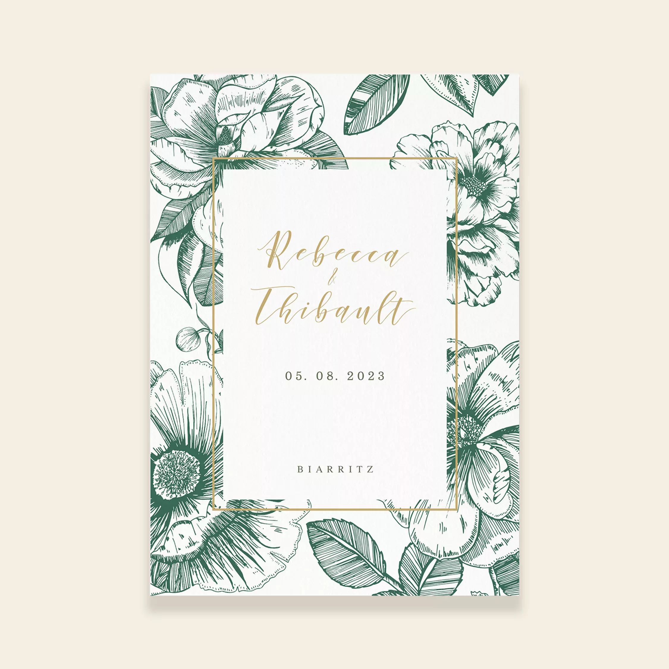 Couverture livret de cérémonie de mariage botanique - Vintage Bloom - Maison Célestine