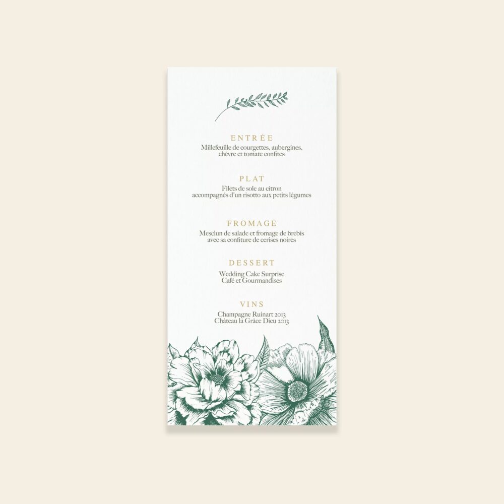 Menu de mariage botanique - Vintage Bloom - Maison Célestine