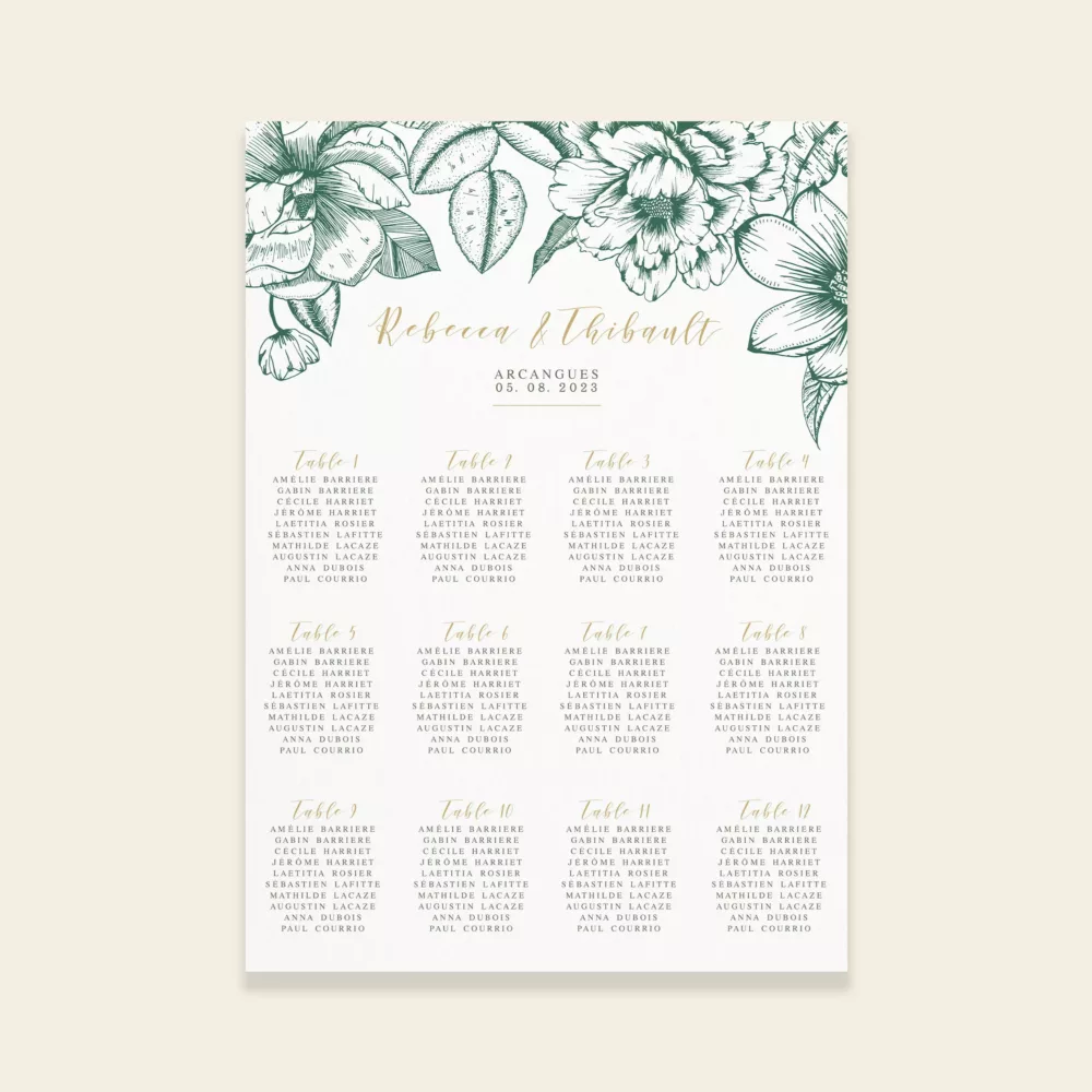 Plan de table de mariage botanique - Vintage Bloom - Maison Célestine