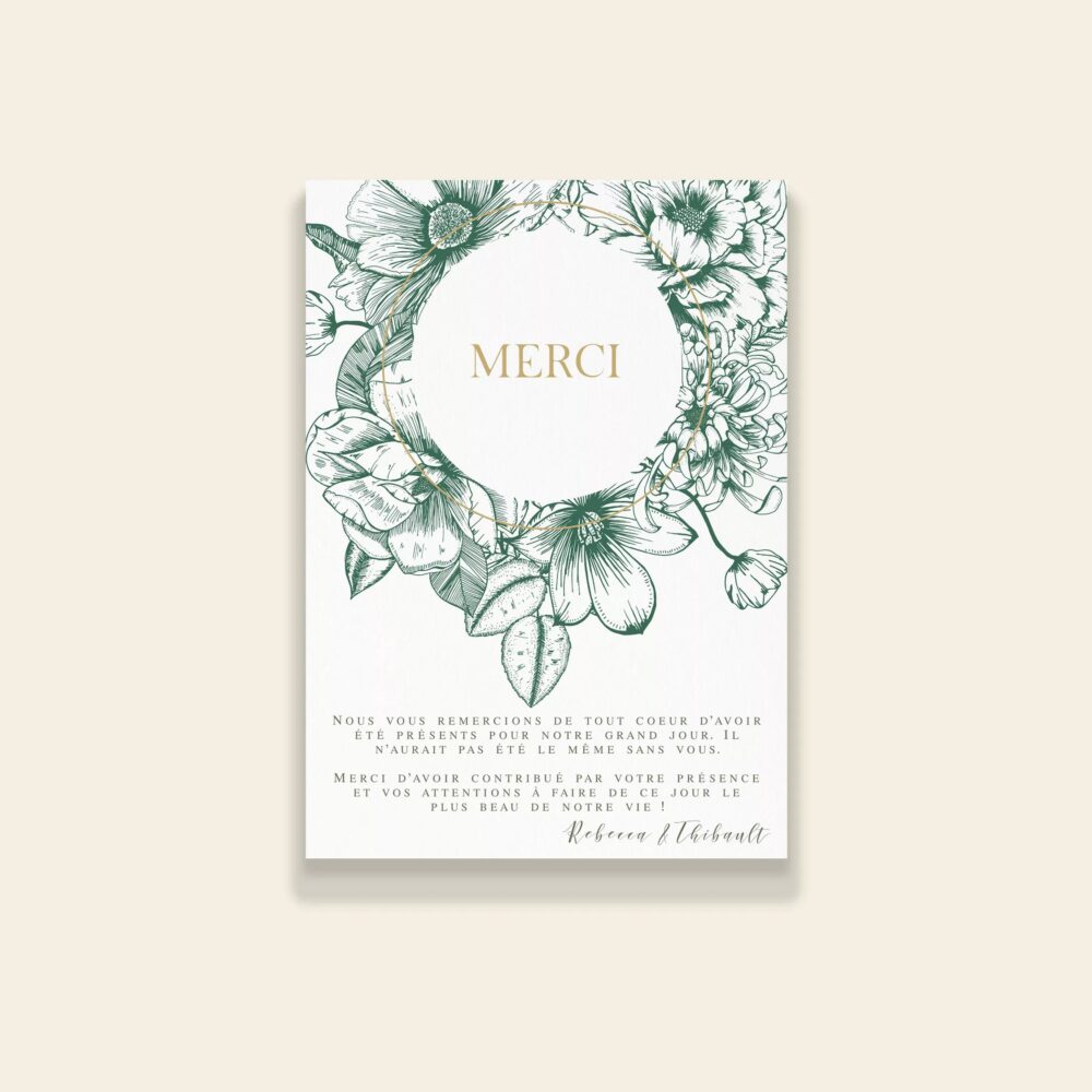 Carton remerciements de mariage botanique - Vintage Bloom - Maison Célestine