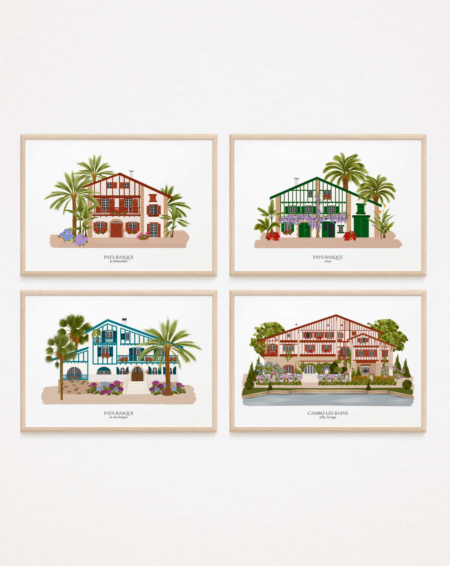 Set de 4 Affiches Maisons Basques - Maison Célestine