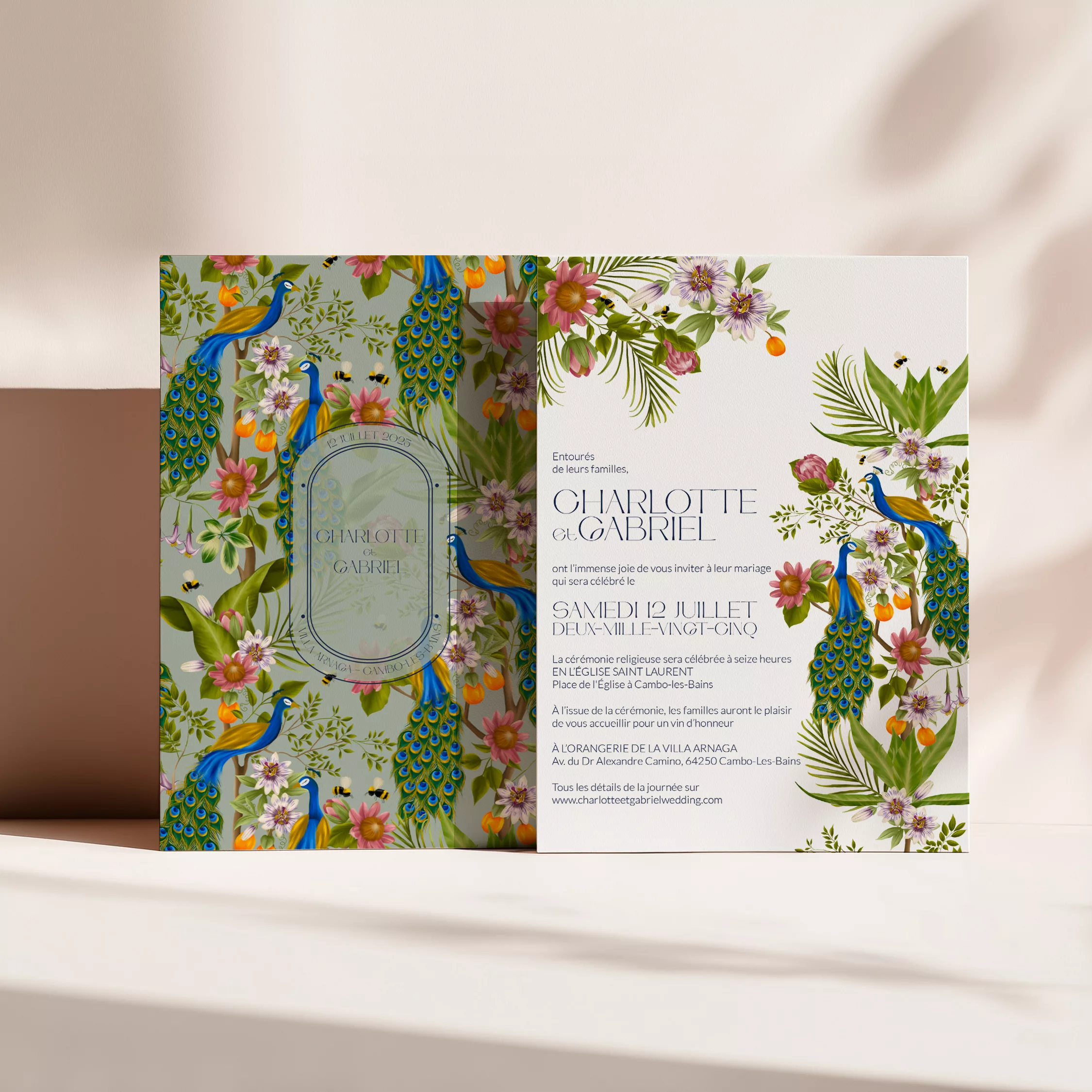 Faire-part de mariage Peacock Garden - Maison Célestine