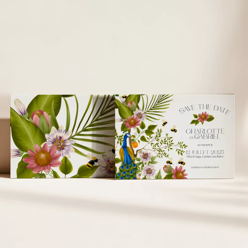 Save the Date Peacock Garden - Maison Célestine