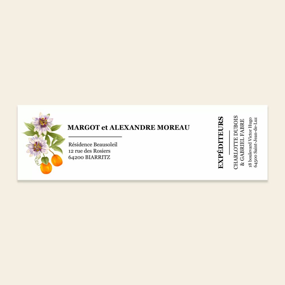 Etiquette adresse enveloppe mariage Peacock Garden - Maison Célestine