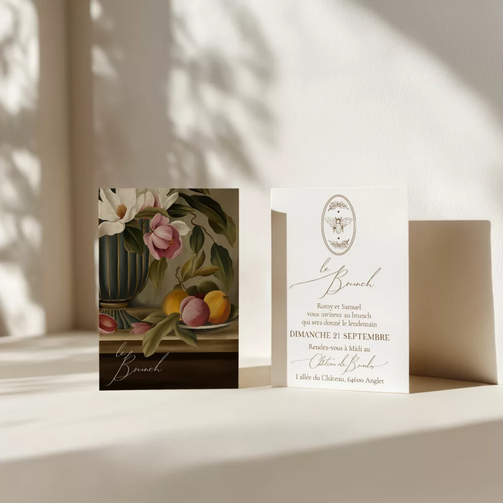 Carton invitation brunch de mariage Magnolia Antica - Maison Célestine