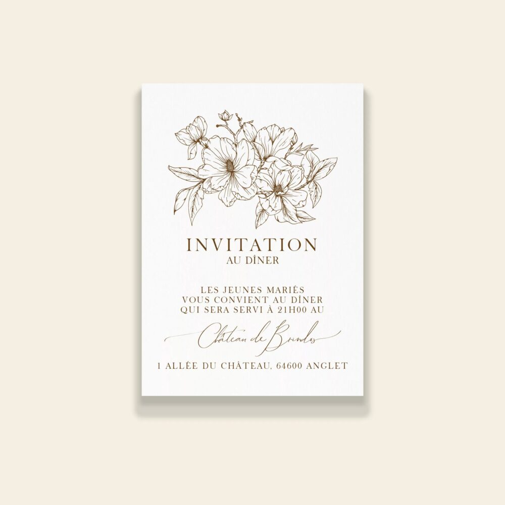 Carton invitation dîner de mariage Magnolia Antica - Maison Célestine