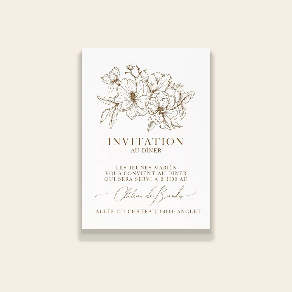 Carton invitation dîner de mariage Magnolia Antica - Maison Célestine