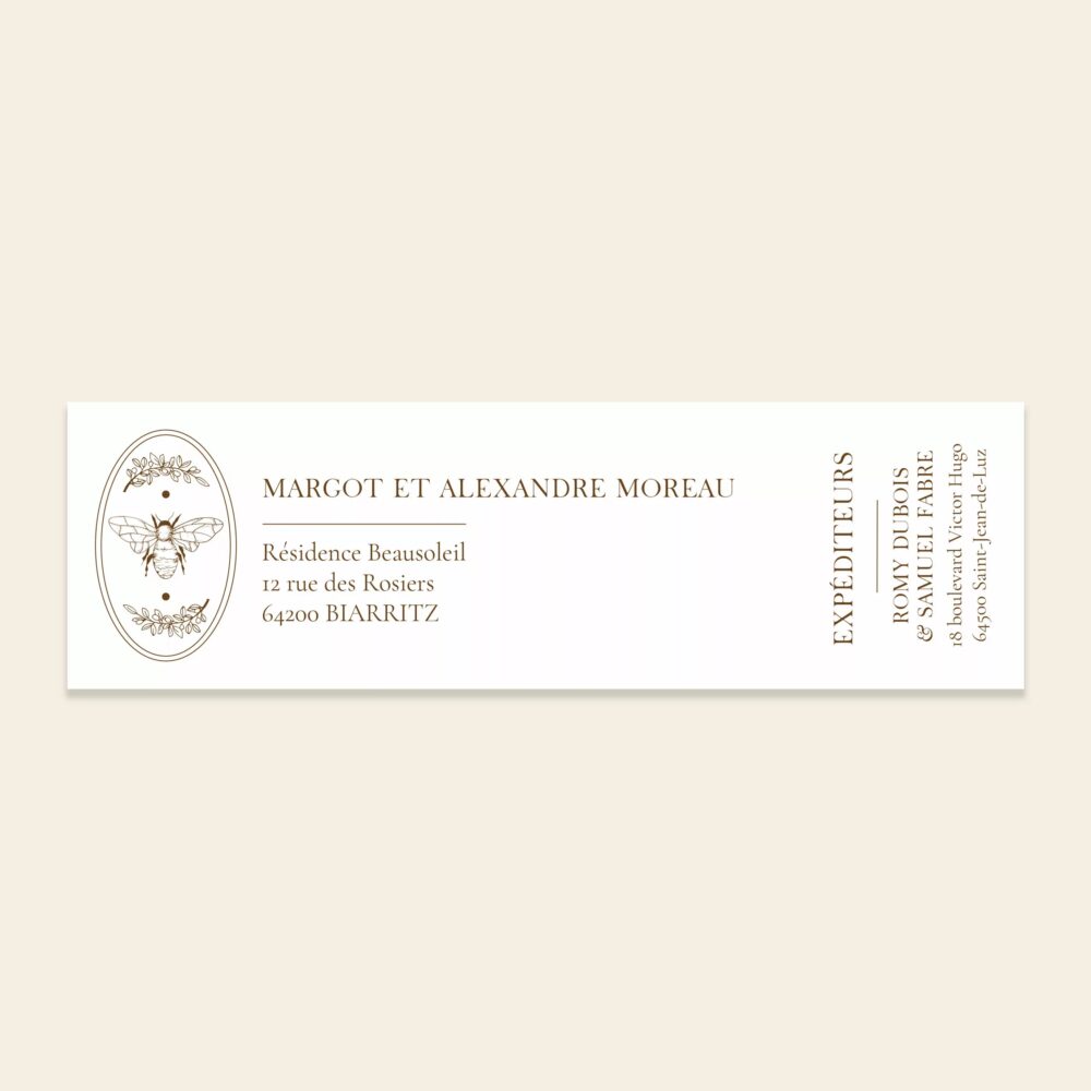 Etiquette adresse enveloppe mariage Magnolia Antica - Maison Célestine