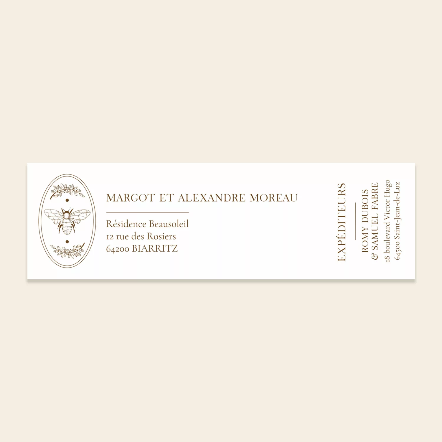 Etiquette adresse enveloppe mariage Magnolia Antica - Maison Célestine