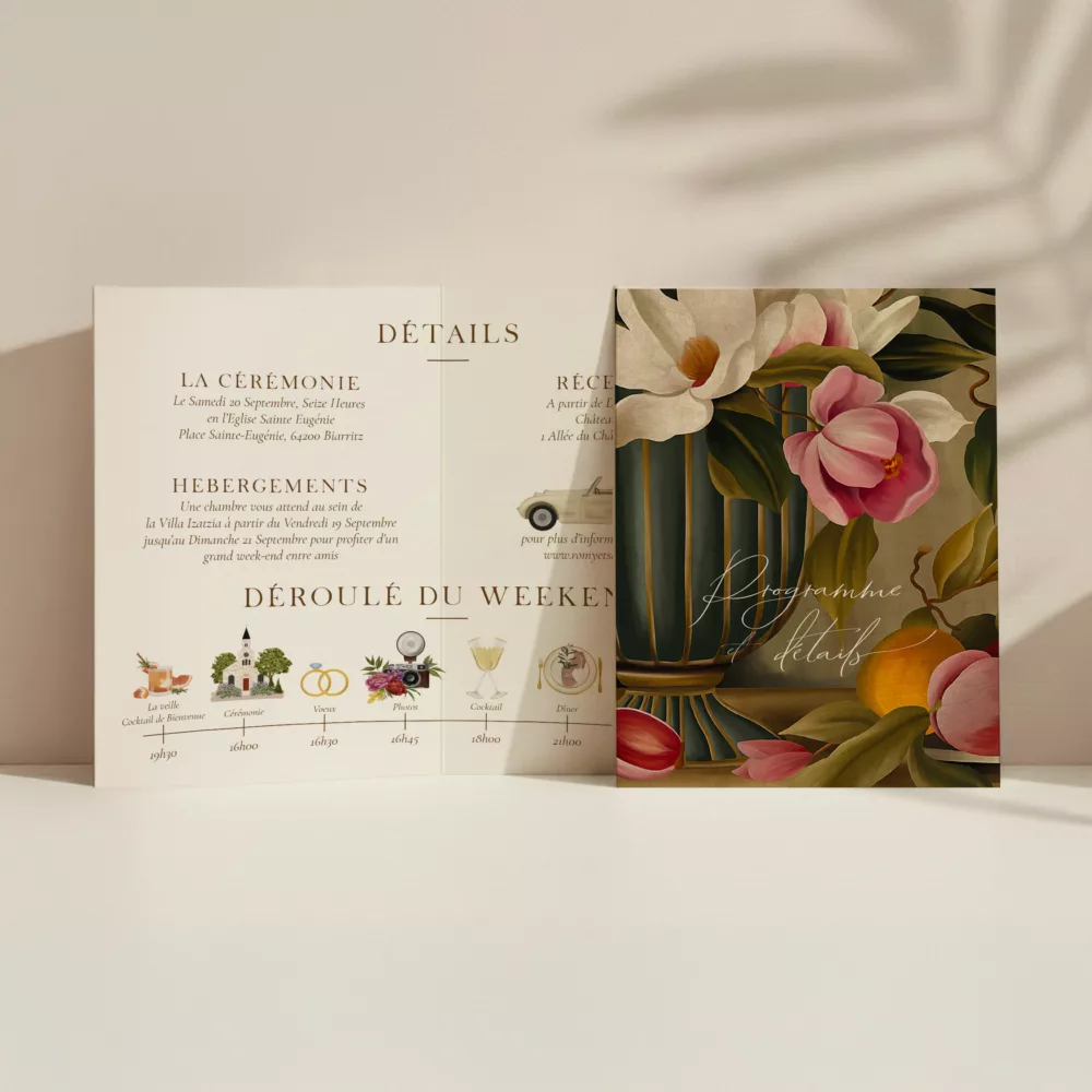 Carton programme de mariage Magnolia Antica - Maison Célestine