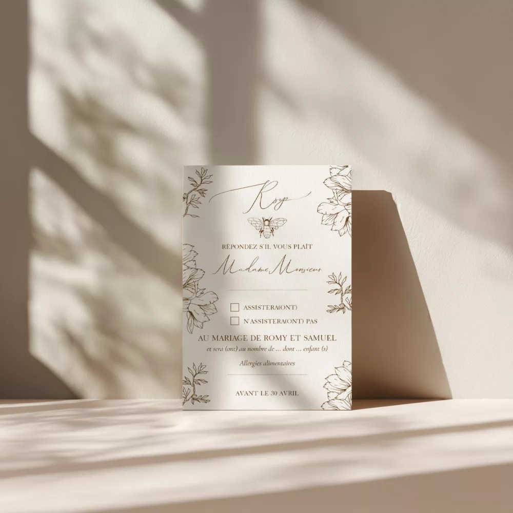 Carton réponse de mariage Magnolia Antica - Maison Célestine