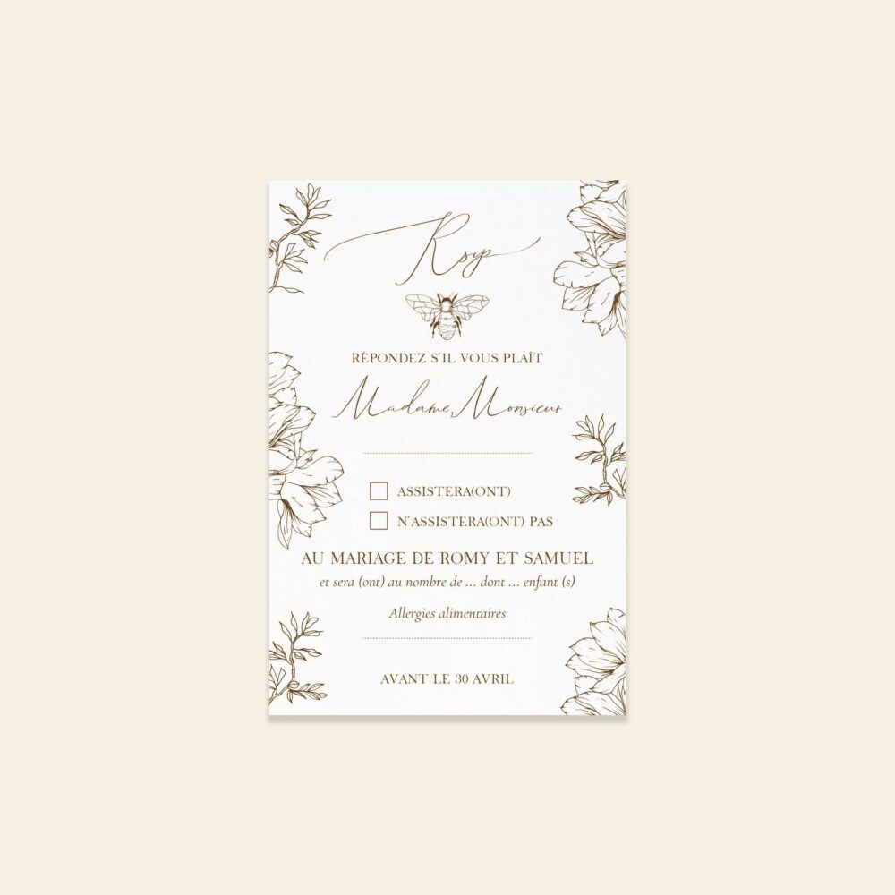 Carton réponse RSVP Mariage - Maison Célestine