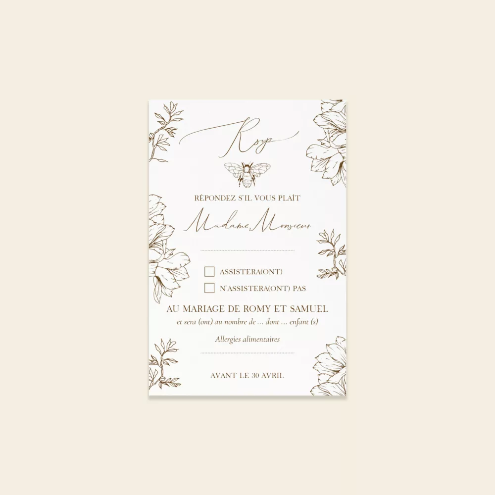 Carton réponse RSVP Mariage - Maison Célestine