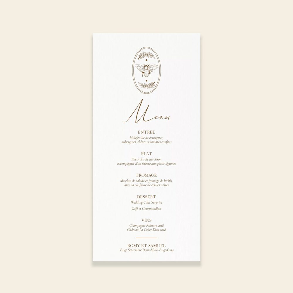 Menu de mariage Magnolia Antica - Maison Célestine