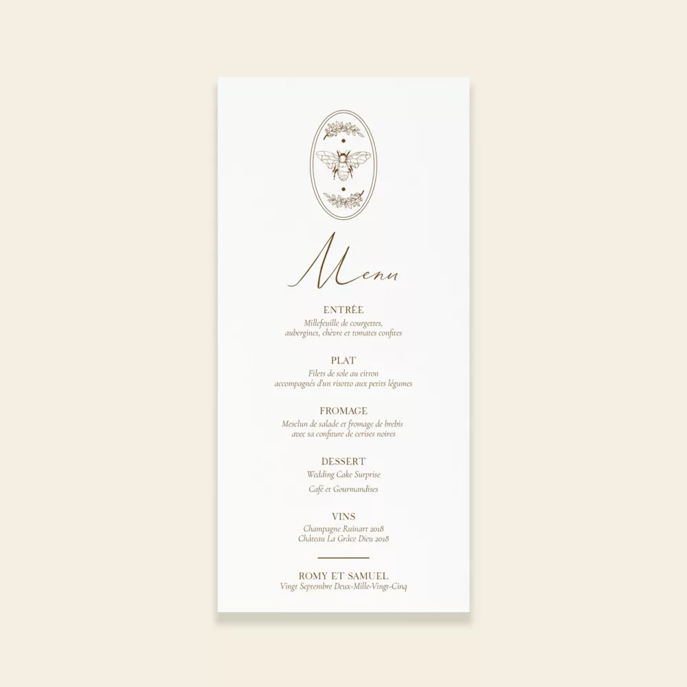 Menu de mariage Magnolia Antica - Maison Célestine