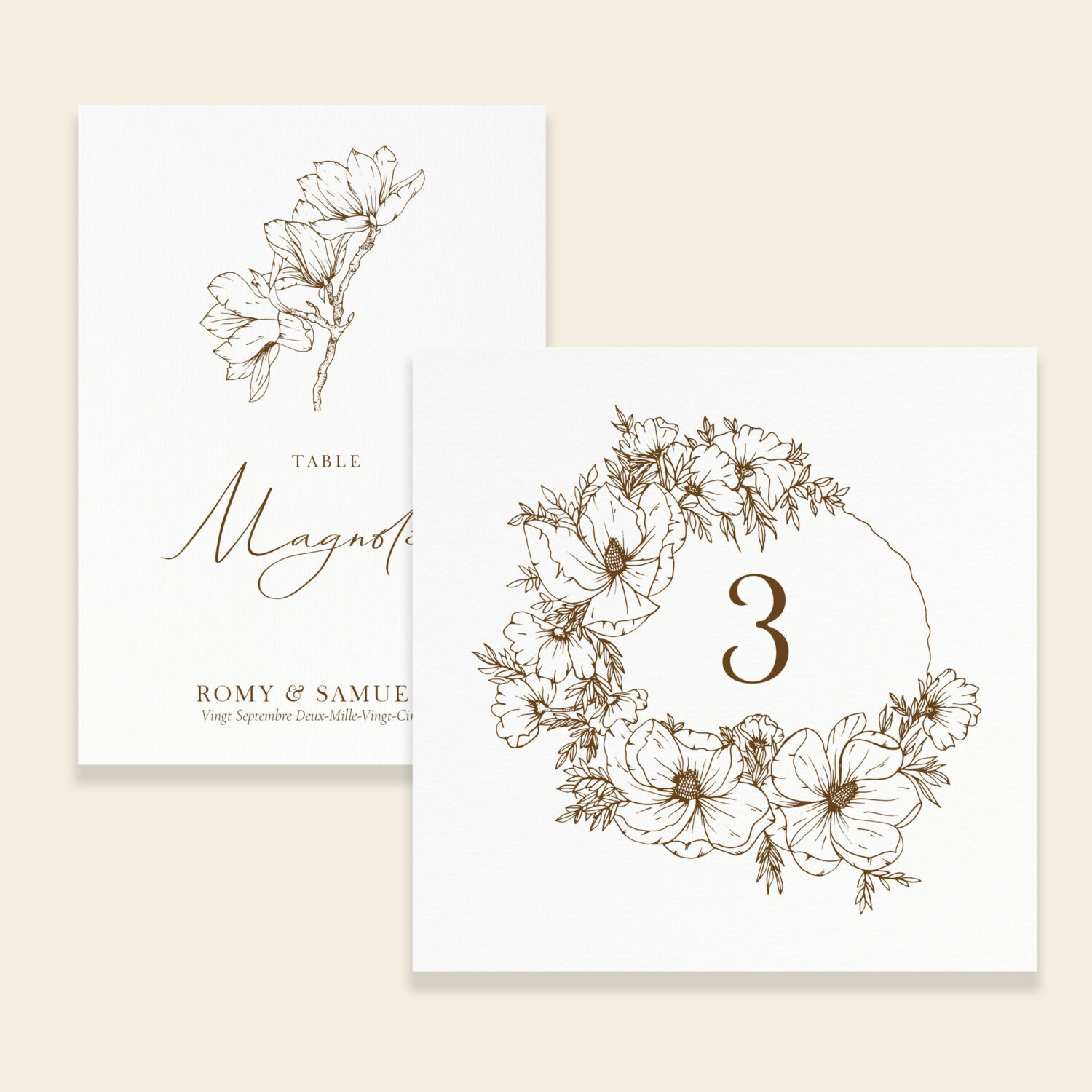 Numéro Nom de Table de mariage Magnolia Antica - Maison Célestine