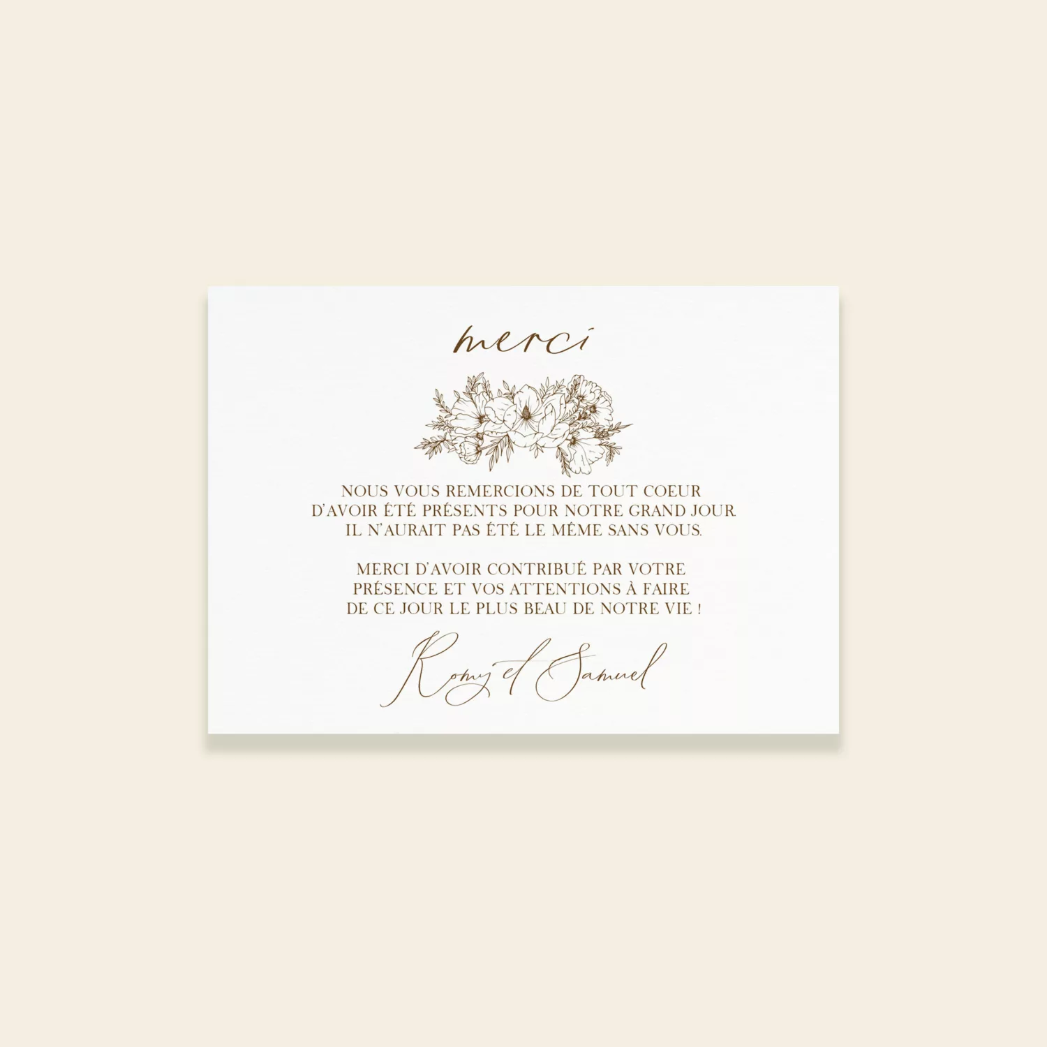 Carton de remerciements Mariage Magnolia Antica - Maison Célestine