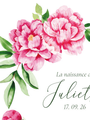 Affiche naissance personnalisée Jardin de Pivoines - Maison Célestine