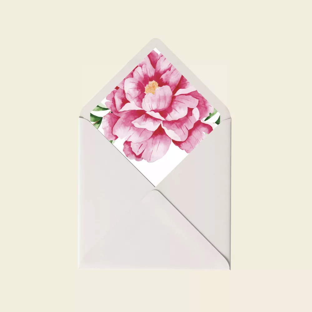 Doublure enveloppe pour Faire-part de naissance Jardin de Pivoines