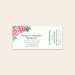 Etiquette Adresse Enveloppe Naissance Jardin de Pivoines - Maison Célestine