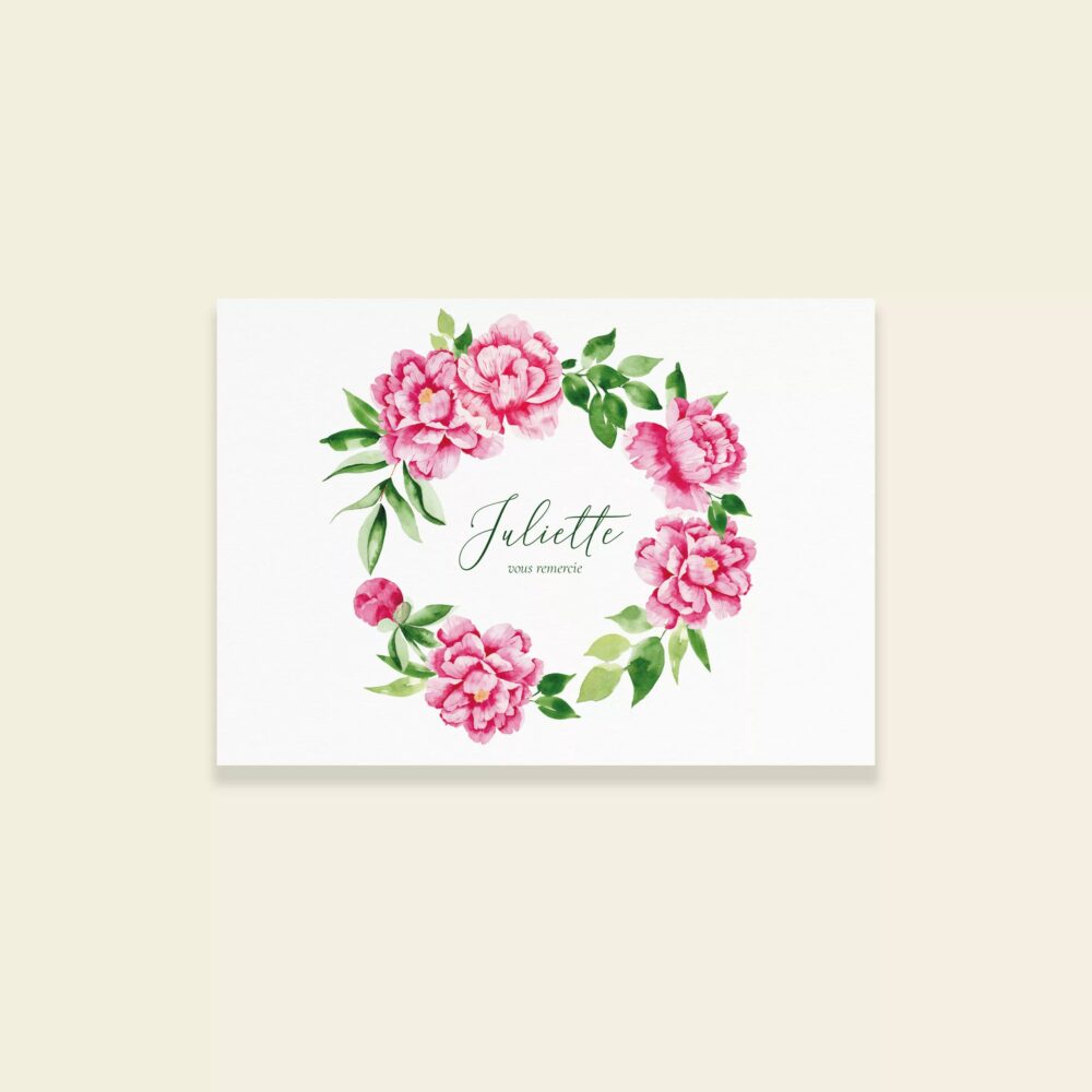 Carton remerciements naissance Jardin de Pivoines - Maison Célestine