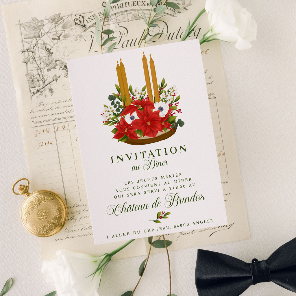 Carton invitation dîner mariage Un Conte de Noël - Maison Célestine