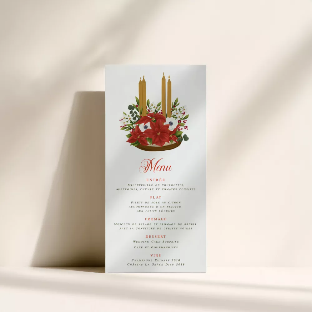 Menu de mariage noel
