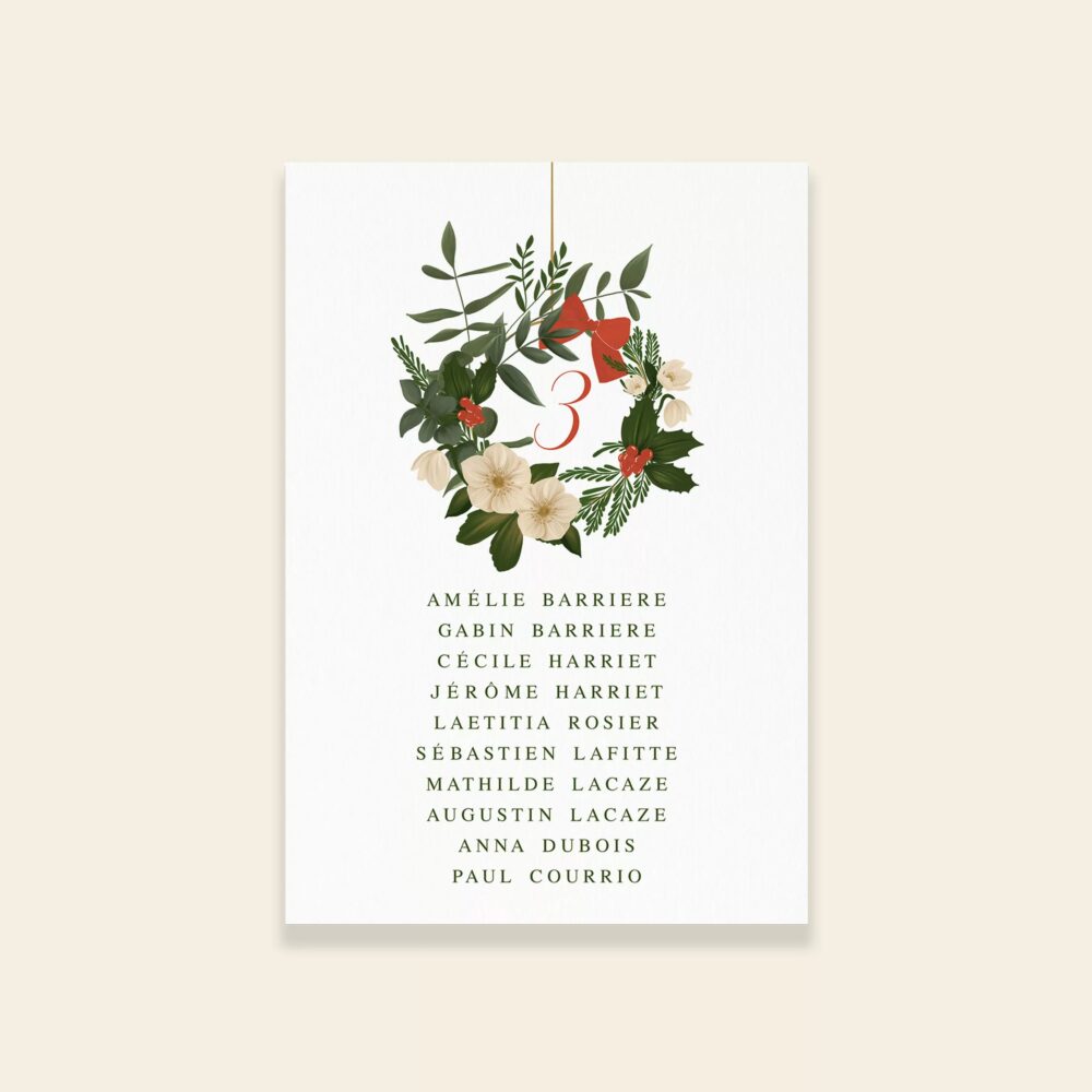 Plan de tables de mariage Un Conte de Noël - Maison Célestine
