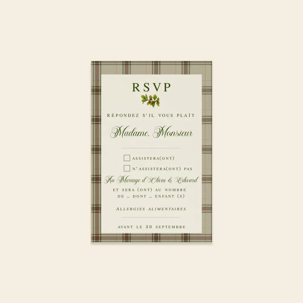 Carton Réponse Mariage Noël - Maison Célestine