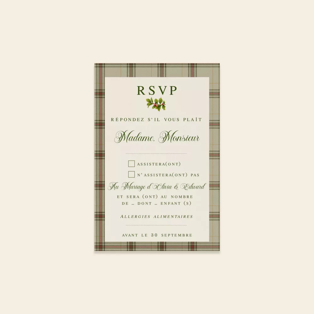 Carton Réponse Mariage Noël - Maison Célestine